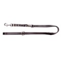 Smycz przepinana skórzana szyta z wymiennym karabińczykiem Classic czarna